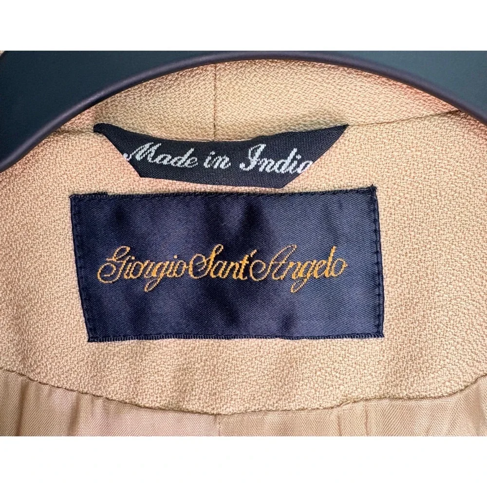 VTG 90s Giorgio Sant'Angelo Wmn 14 Camel 100% Wool Double Breasted‎ Power Blazer